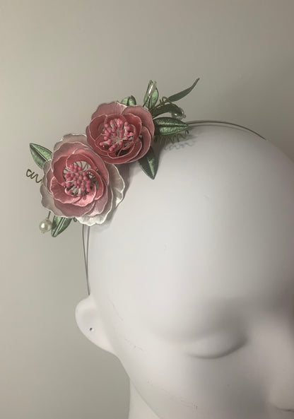 Satin Thread Wrapped Flowers - Pink Rose
